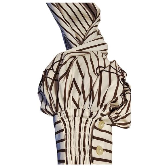 Chico’s Poplin Shirt – Size 4 (20/22) – Chocolate Fondant Striped Eyelet - Picture 8 of 9